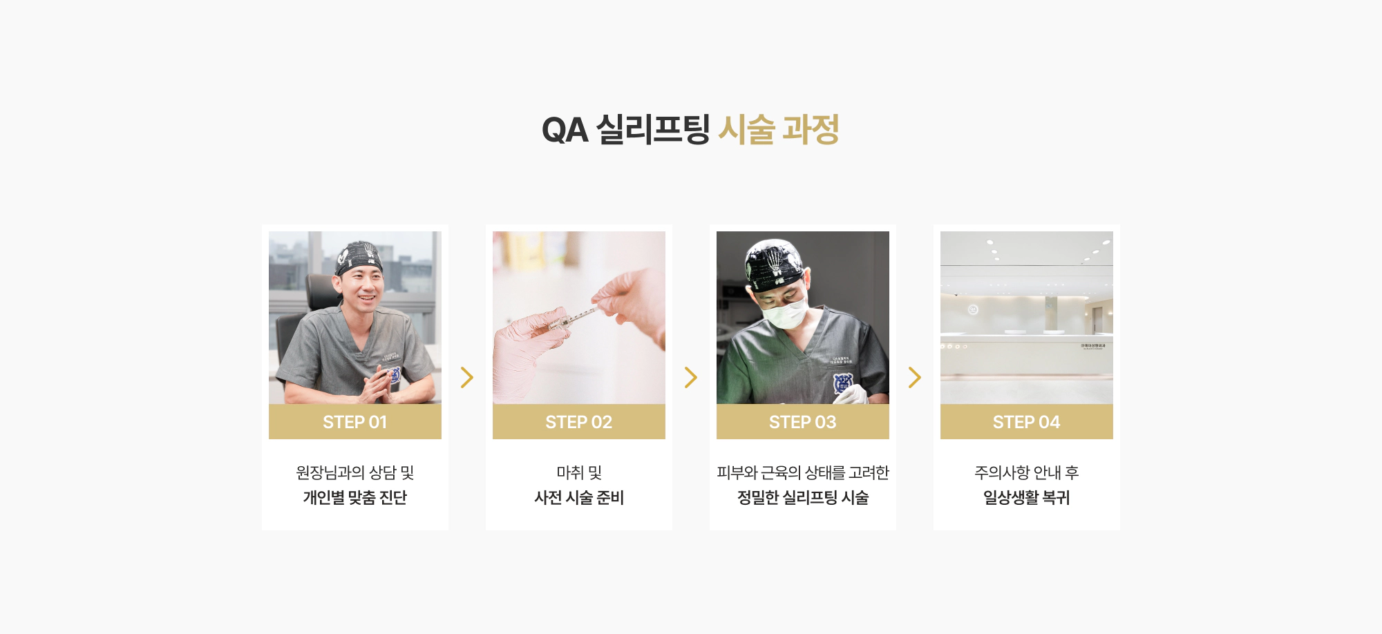 QA 실리프팅 시술 과정 STEP 01~04